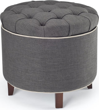 Safavieh Amelia Tufted Storage Ottoman Charcoal and Cherry Mahogany Furniture 