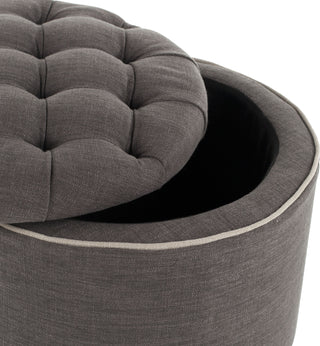 Safavieh Amelia Tufted Storage Ottoman Charcoal and Cherry Mahogany Furniture 