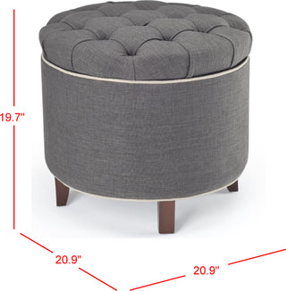 Safavieh Amelia Tufted Storage Ottoman Charcoal and Cherry Mahogany Furniture 