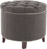Safavieh Amelia Tufted Storage Ottoman Charcoal and Cherry Mahogany Furniture main image