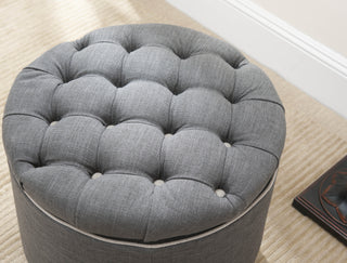 Safavieh Amelia Tufted Storage Ottoman Charcoal and Cherry Mahogany Furniture 