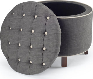 Safavieh Amelia Tufted Storage Ottoman Charcoal and Cherry Mahogany Furniture Main