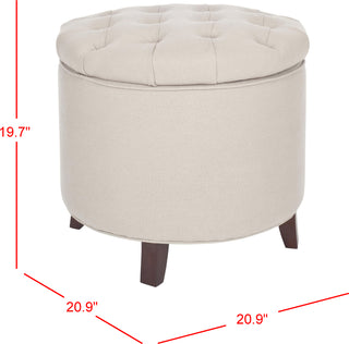 Safavieh Amelia Tufted Storage Ottoman Taupe and Cherry Mahogany Furniture 