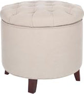 Safavieh Amelia Tufted Storage Ottoman Taupe and Cherry Mahogany Furniture main image