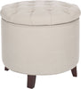 Safavieh Amelia Tufted Storage Ottoman Taupe and Cherry Mahogany Furniture Main