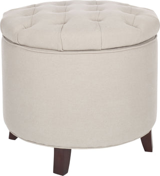 Safavieh Amelia Tufted Storage Ottoman Taupe and Cherry Mahogany Furniture Main