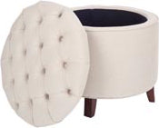 Safavieh Amelia Tufted Storage Ottoman Taupe and Cherry Mahogany Furniture 