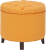 Safavieh Amelia Tufted Storage Ottoman Tangerine and Cherry Mahogany Furniture main image