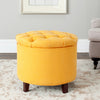 Safavieh Amelia Tufted Storage Ottoman Tangerine and Cherry Mahogany Furniture 