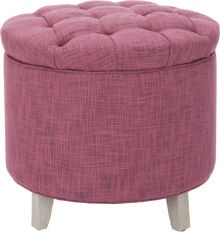 Safavieh Amelia Tufted Storage Ottoman Rose and Distressed Grey Furniture main image