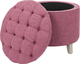 Safavieh Amelia Tufted Storage Ottoman Rose and Distressed Grey Furniture 