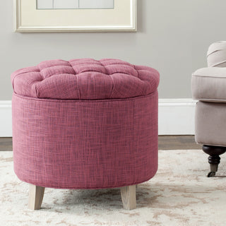 Safavieh Amelia Tufted Storage Ottoman Rose and Distressed Grey Furniture 