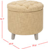 Safavieh Amelia Tufted Storage Ottoman Gold and Distressed Grey Furniture 