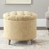 Safavieh Amelia Tufted Storage Ottoman Gold and Distressed Grey Furniture  Feature