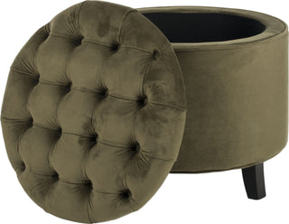 Safavieh Amelia Tufted Storage Ottoman Spruce and Espresso Furniture 