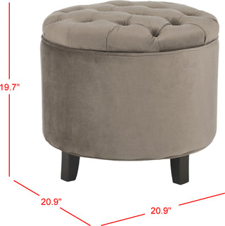 Safavieh Amelia Tufted Storage Ottoman Mushroom Taupe and Espresso Furniture 