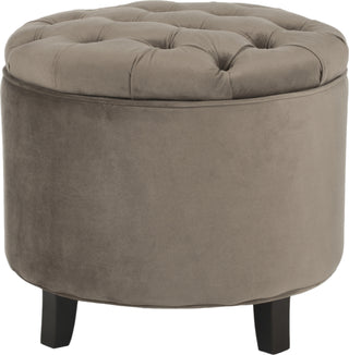 Safavieh Amelia Tufted Storage Ottoman Mushroom Taupe and Espresso Furniture main image