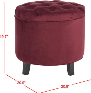 Safavieh Amelia Tufted Storage Ottoman Red Velvet and Espresso Furniture 