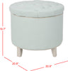 Safavieh Amelia Tufted Storage Ottoman Robins Egg Blue and Ivory Furniture 