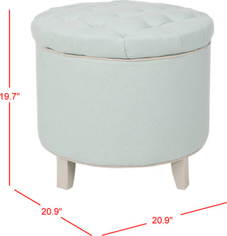 Safavieh Amelia Tufted Storage Ottoman Robins Egg Blue and Ivory Furniture 