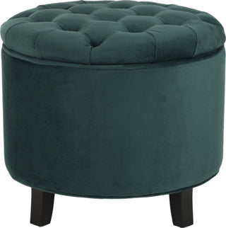 Safavieh Amelia Tufted Storage Ottoman Marine and Espresso Furniture main image