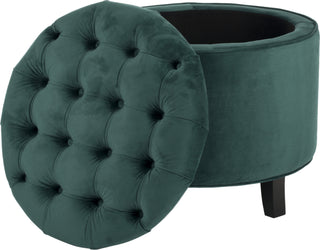 Safavieh Amelia Tufted Storage Ottoman Marine and Espresso Furniture 