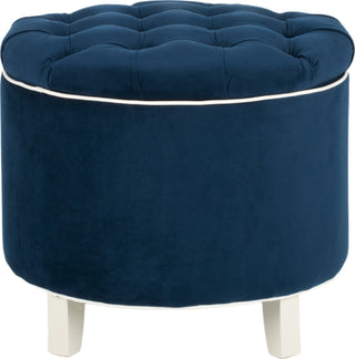 Safavieh Amelia Tufted Storage Ottoman Navy and Eggshell Furniture main image