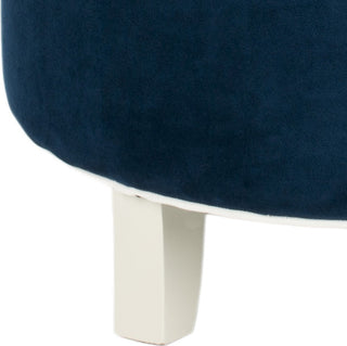 Safavieh Amelia Tufted Storage Ottoman Navy and Eggshell Furniture 