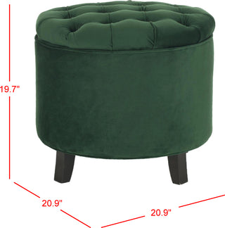 Safavieh Amelia Tufted Storage Ottoman Emerald and Espresso Furniture 