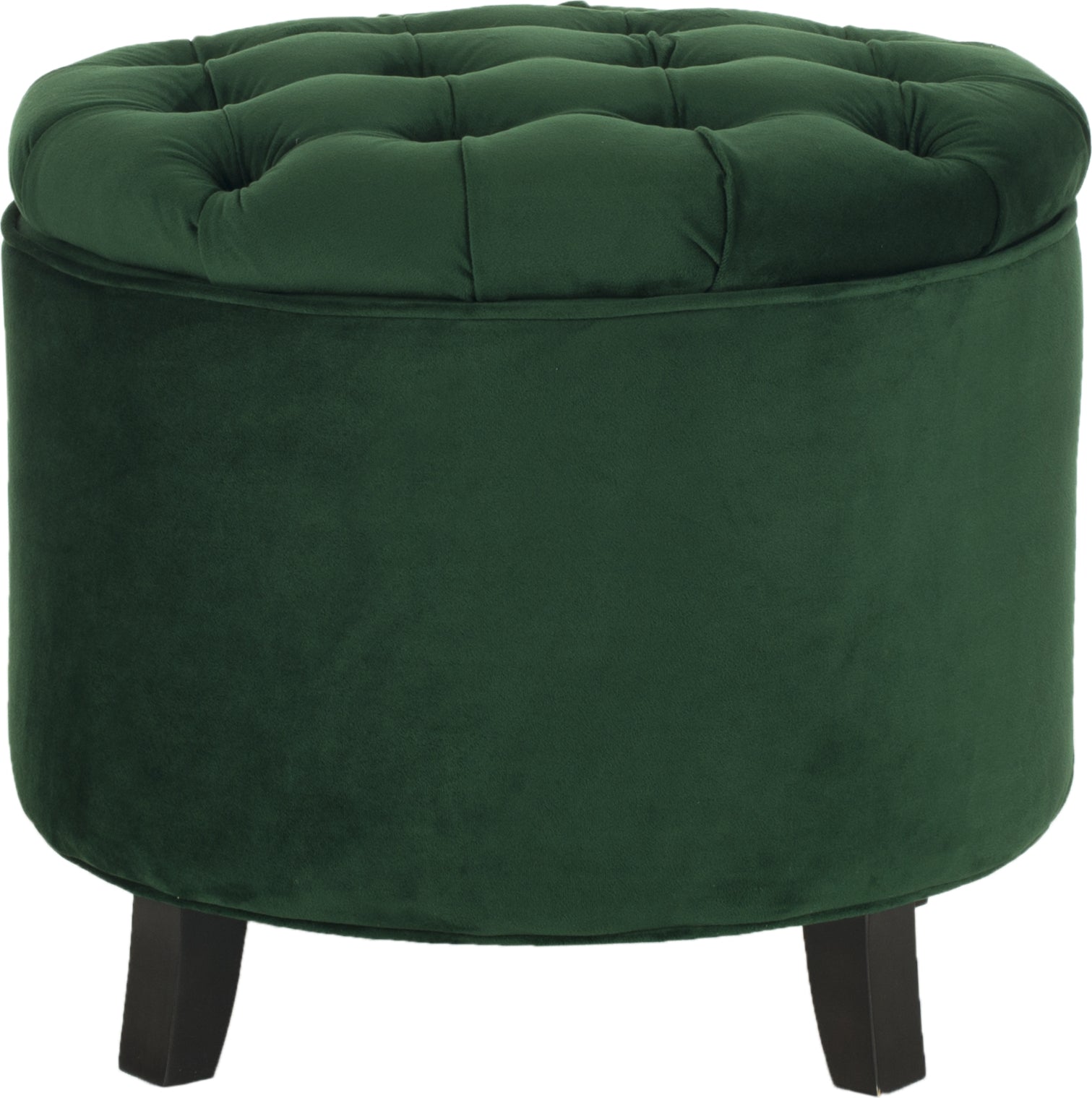 Safavieh Amelia Tufted Storage Ottoman Emerald and Espresso Furniture main image