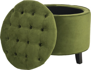 Safavieh Amelia Tufted Storage Ottoman Fern and Espresso Furniture 