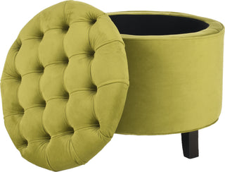 Safavieh Amelia Tufted Storage Ottoman Asparagus and Espresso Furniture 