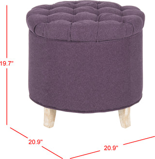 Safavieh Amelia Tufted Storage Ottoman Plum and Pickled Oak Furniture 