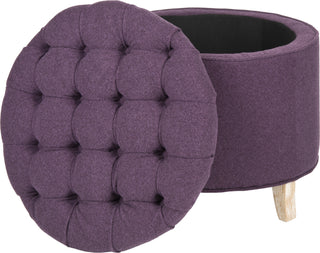 Safavieh Amelia Tufted Storage Ottoman Plum and Pickled Oak Furniture 