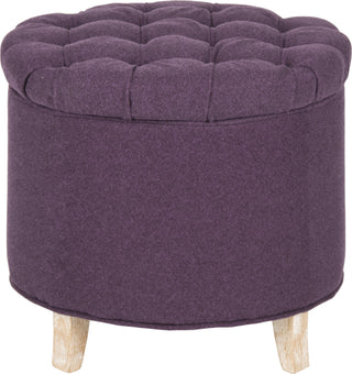 Safavieh Amelia Tufted Storage Ottoman Plum and Pickled Oak Furniture main image