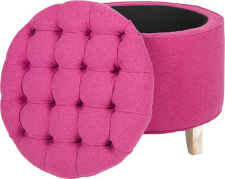 Safavieh Amelia Tufted Storage Ottoman Berry and Pickled Oak Furniture 