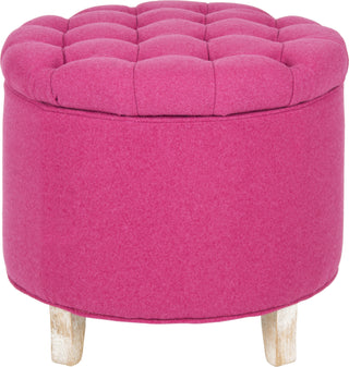 Safavieh Amelia Tufted Storage Ottoman Berry and Pickled Oak Furniture main image