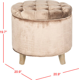 Safavieh Amelia Tufted Storage Ottoman Mink Brown and Pickled Oak Furniture 