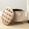 Safavieh Amelia Tufted Storage Ottoman Mink Brown and Pickled Oak Furniture  Feature