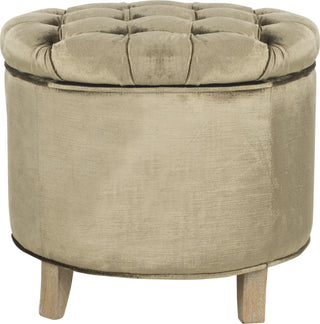 Safavieh Amelia Tufted Storage Ottoman Antique Sage and Pickled Oak Furniture main image