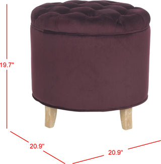 Safavieh Amelia Tufted Storage Ottoman Bordeaux and Pickled Oak Furniture 