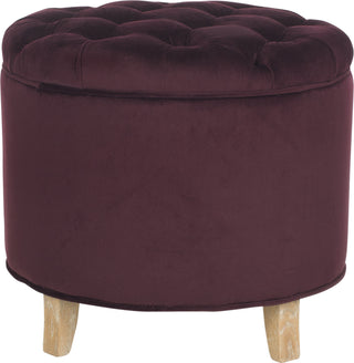 Safavieh Amelia Tufted Storage Ottoman Bordeaux and Pickled Oak Furniture main image