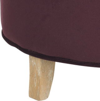 Safavieh Amelia Tufted Storage Ottoman Bordeaux and Pickled Oak Furniture 