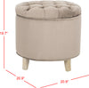 Safavieh Amelia Tufted Storage Ottoman Mushroom Taupe and Pickled Oak Furniture 