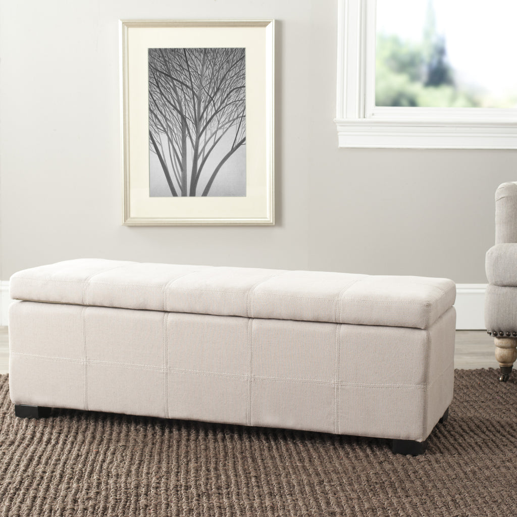 Safavieh Madison Storage Bench Large Taupe and Black Furniture  Feature