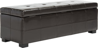 Safavieh Maiden Tufted Storage Bench Lg Brown and Black Furniture 