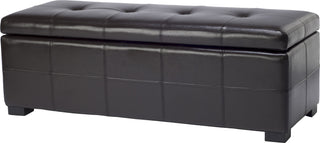 Safavieh Maiden Tufted Storage Bench Lg Brown and Black Furniture 