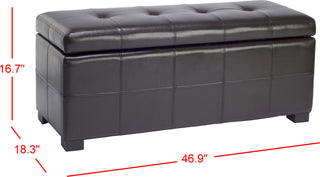 Safavieh Maiden Tufted Storage Bench Lg Brown and Black Furniture 