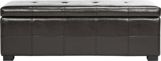 Safavieh Maiden Tufted Storage Bench Lg Brown and Black Furniture main image