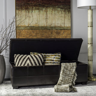 Safavieh Maiden Tufted Storage Bench Lg Brown and Black Furniture 